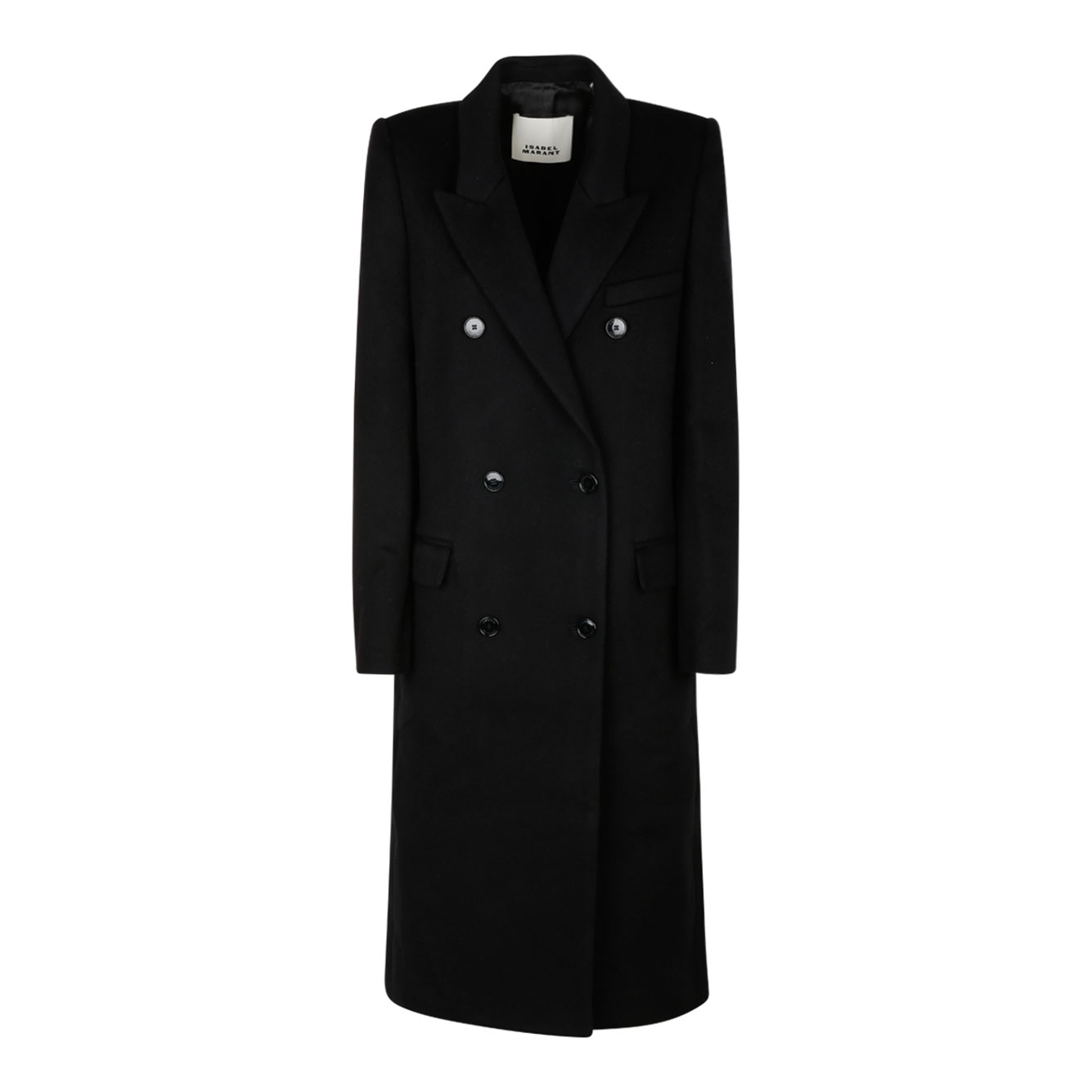ISABEL MARANT 코트 블랙 ENARRYLI 울 블렌드 롱 코트